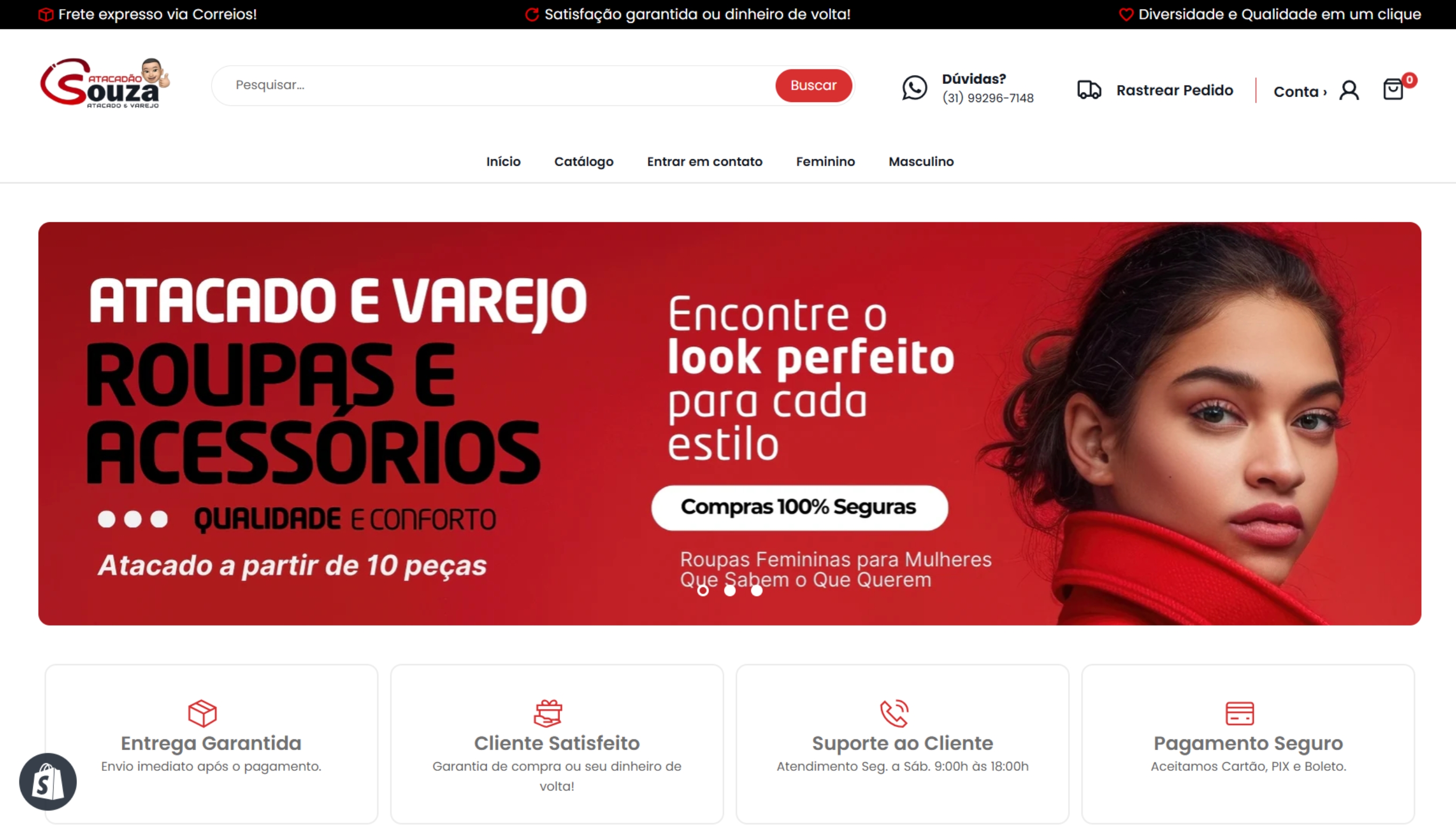 Página do Site Atacadão Souza