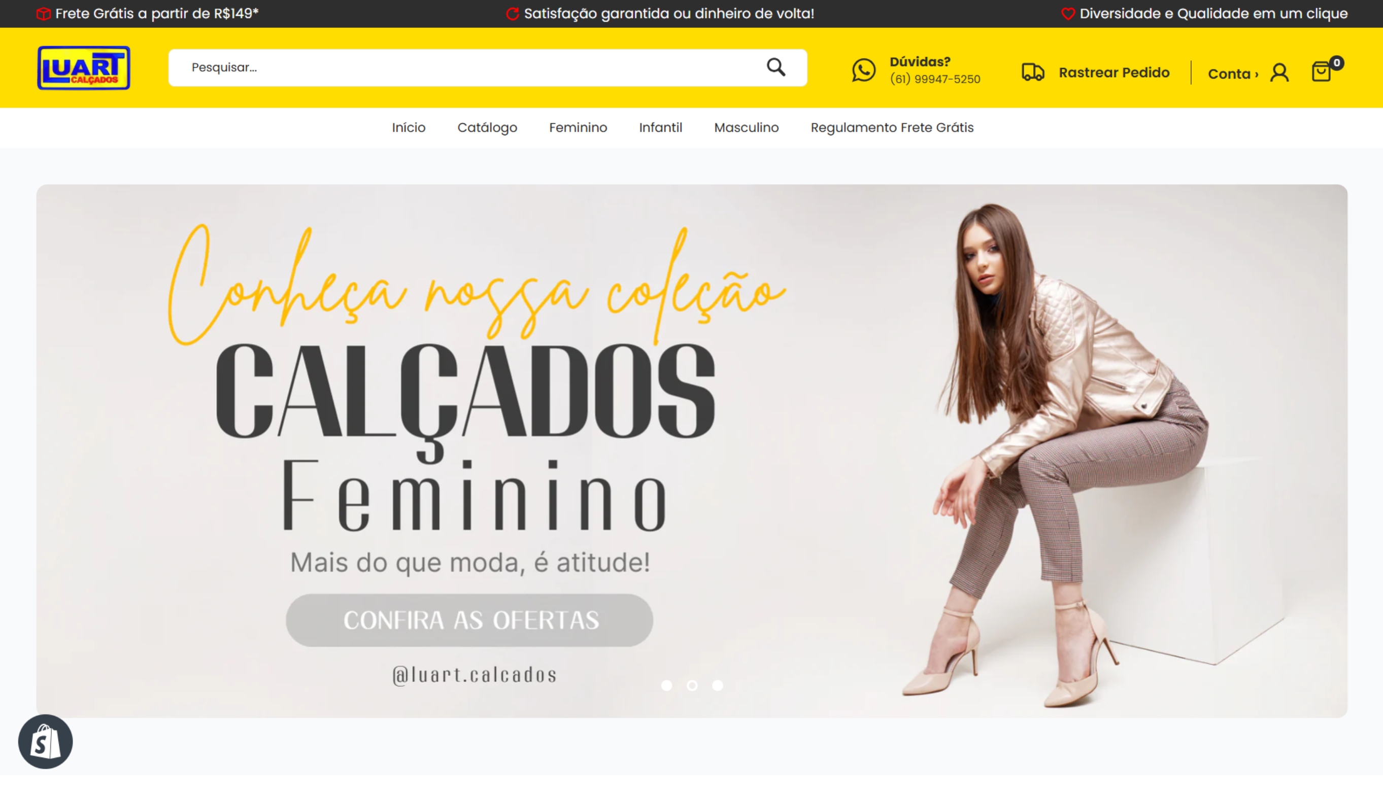 Página do Site Luart Calçados