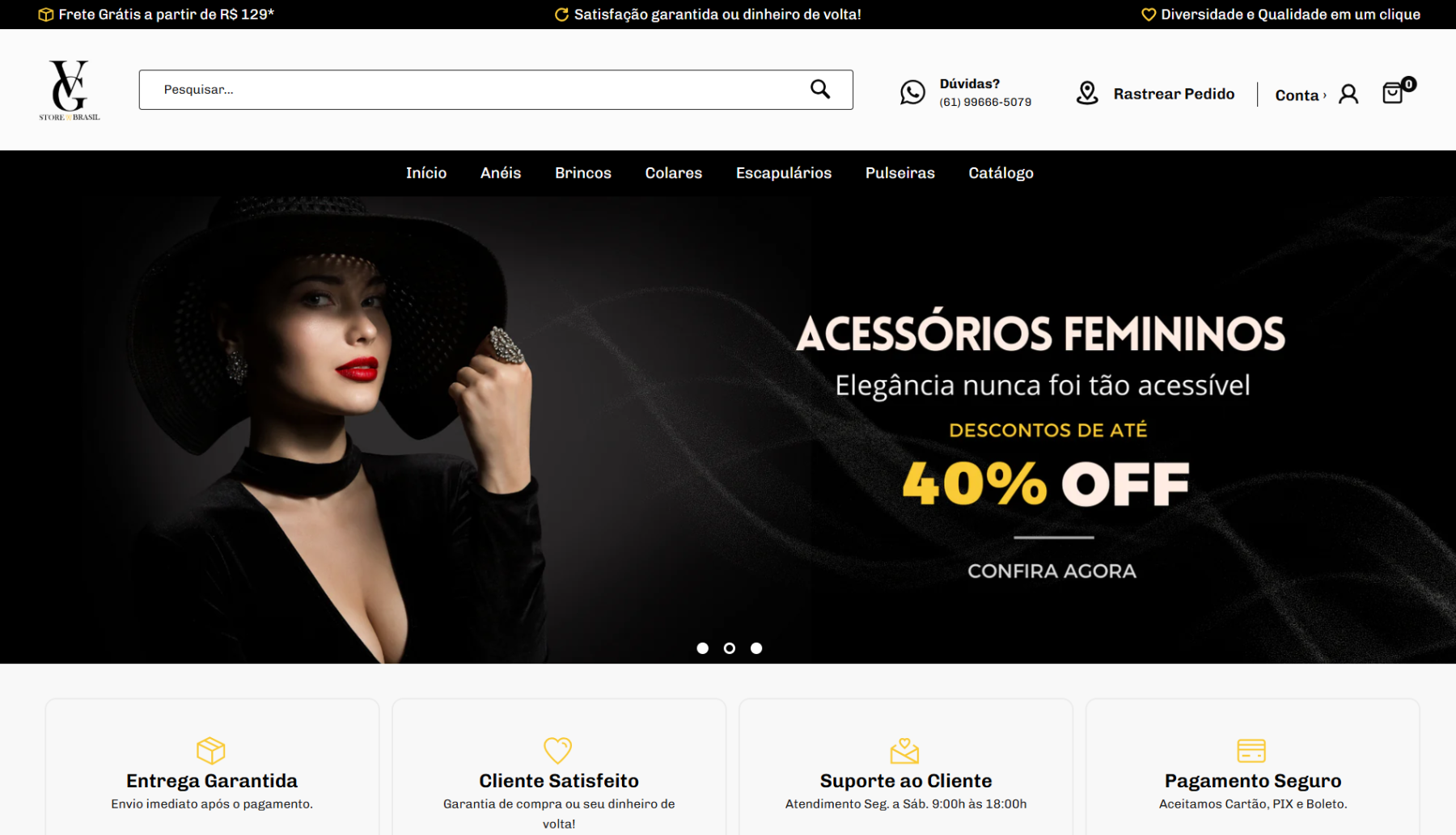 Página do Site VG Store Brasil